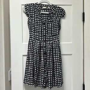 Anthropologie dress, size small, navy blue and white checkered pattern